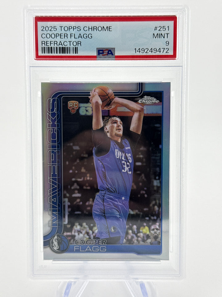 Cooper Flagg 2025 Topps Chrome Rookie Refractor, PSA 9 Mint