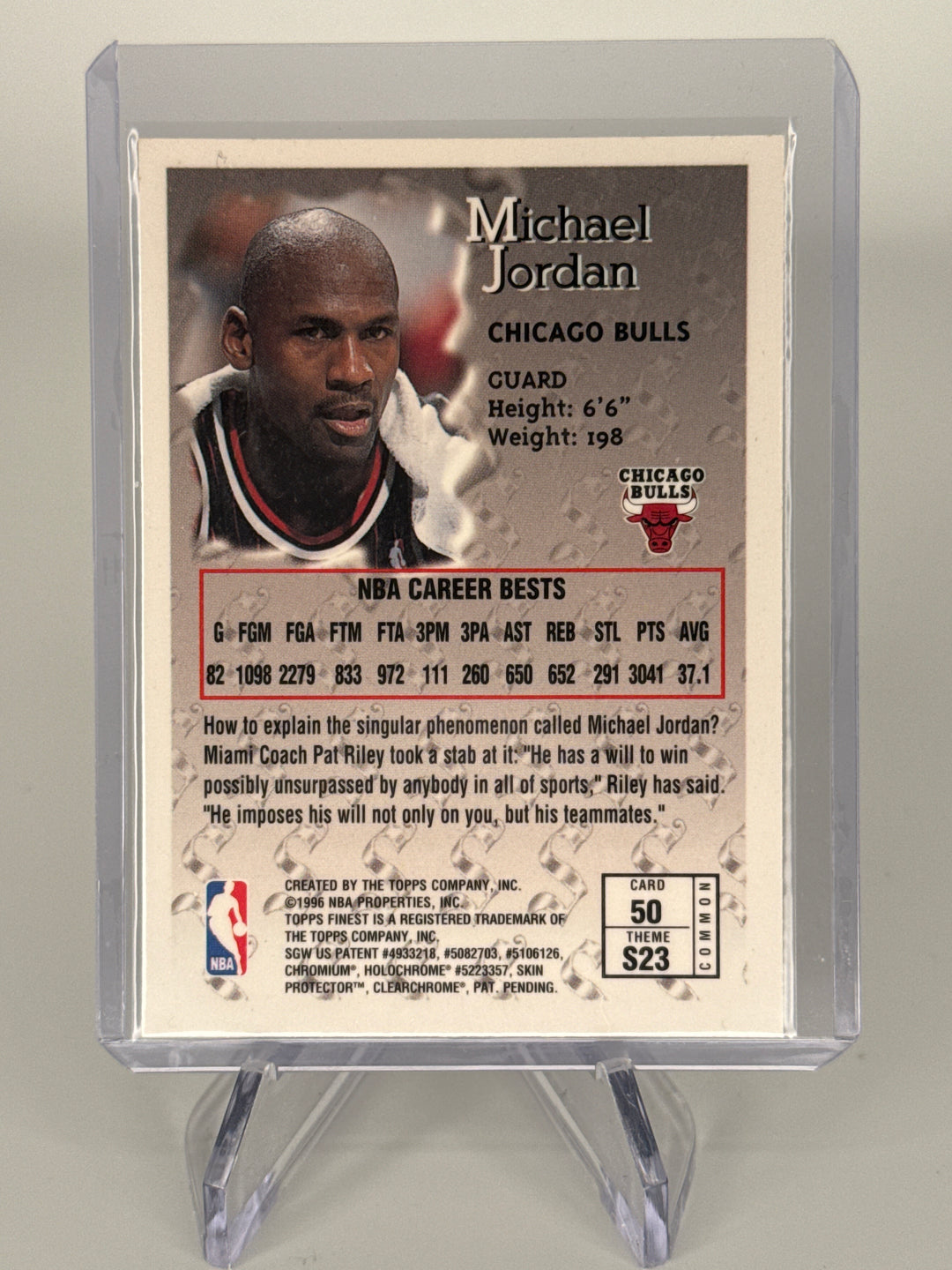 Michael Jordan 1996 Topps Finest Sterling, w/coating