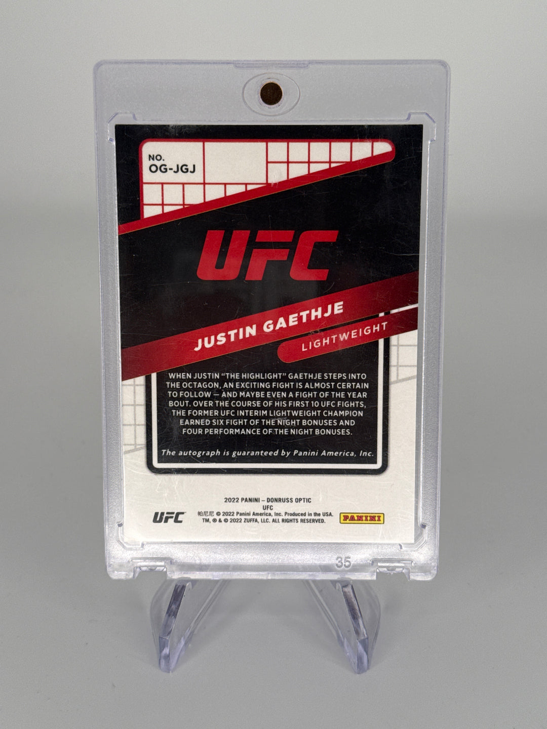 Justin Gaethje 2022 Panini Donruss Optic Opti-Graphs Auto