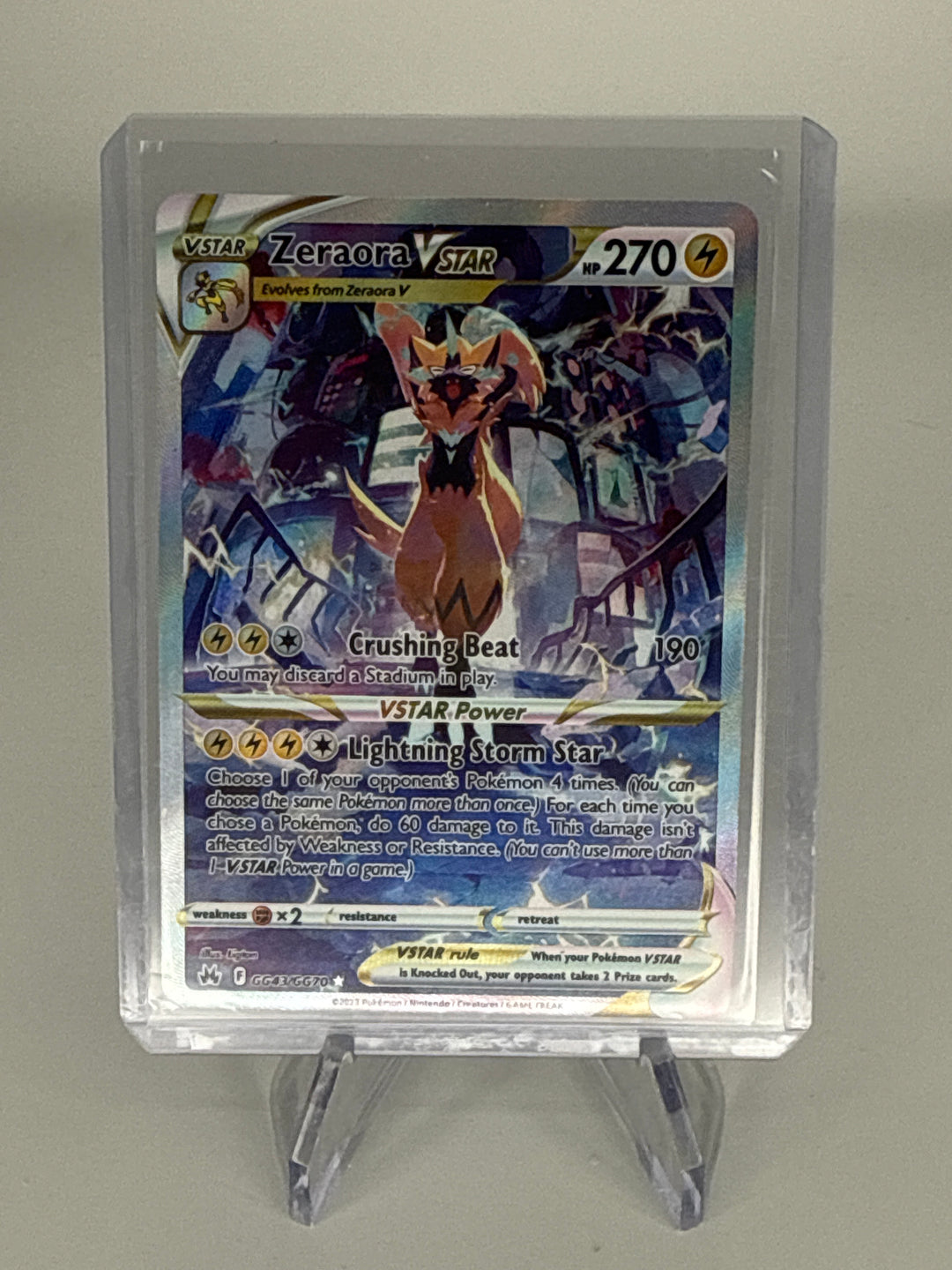 Pokemon TCG 2023 Zeraora VStar Crown Zenith Galarian Gallery Full Art, GG43/GG70