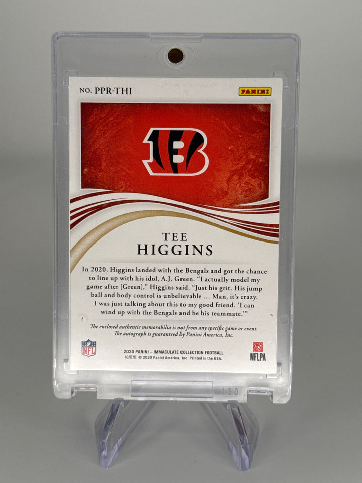 Tee Higgins 2020 Panini Immaculate Rookie Patch Auto, 52/75