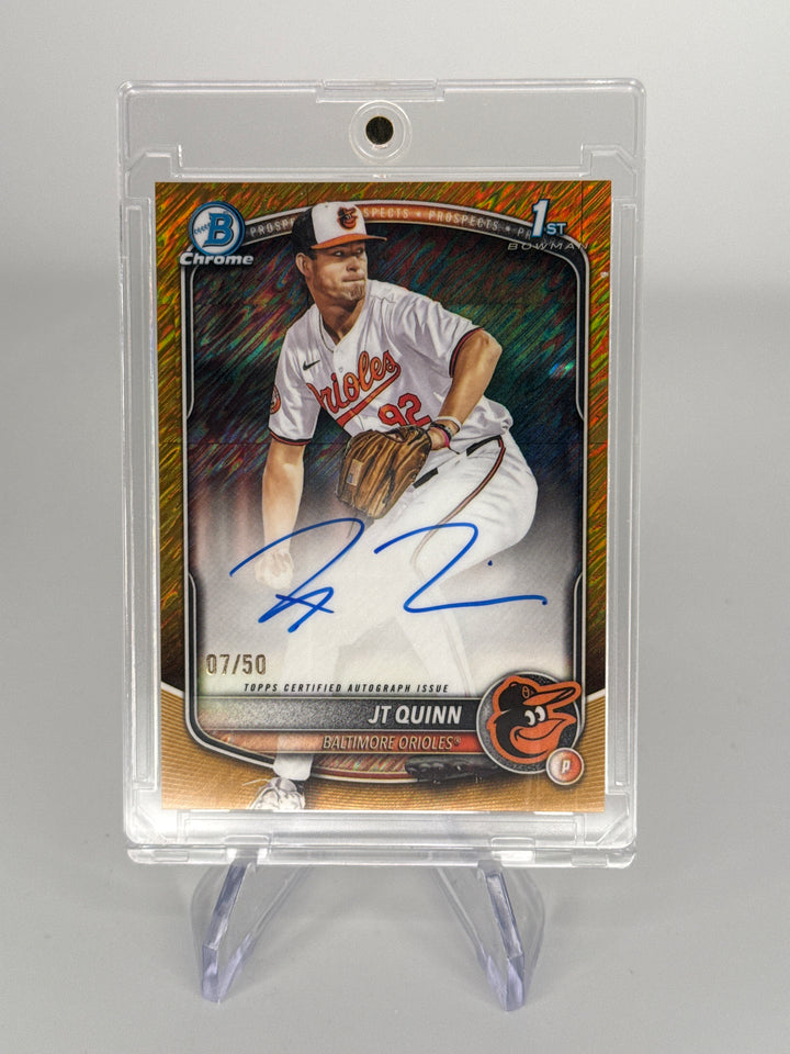 JT Quinn 2025 Bowman Chrome 1st Auto Gold Shimmer Refractor, 07/50