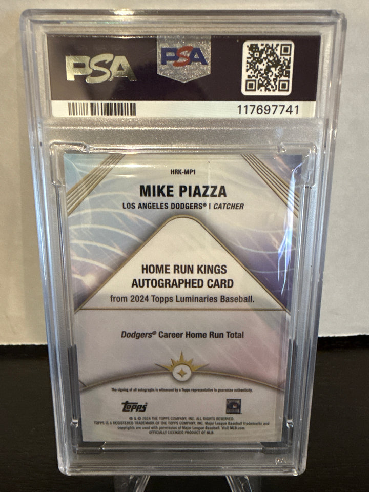 Mike Piazza 2024 Topps Luminaries Home Run Kings Red Auto, 09/10, PSA 9 Mint