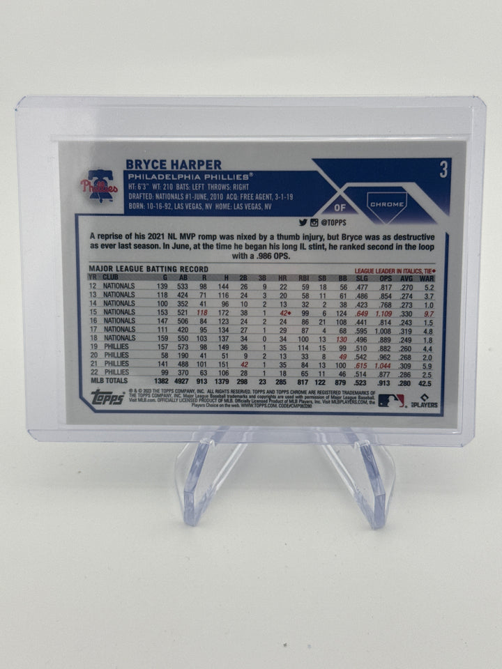Bryce Harper 2023 Topps Chrome Logofractor Blue Refractor, 035/150