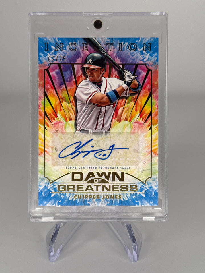 Chipper Jones 2025 Topps Inception Dawn of Greatness Auto Orange, 02/25