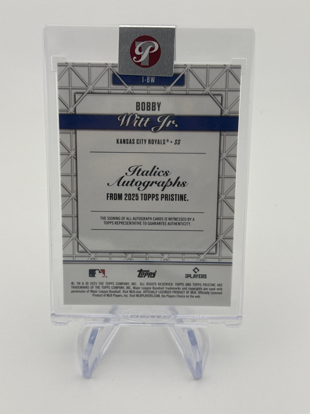 Bobby Witt Jr. 2025 Topps Pristine Italics Gold Auto, 40/50