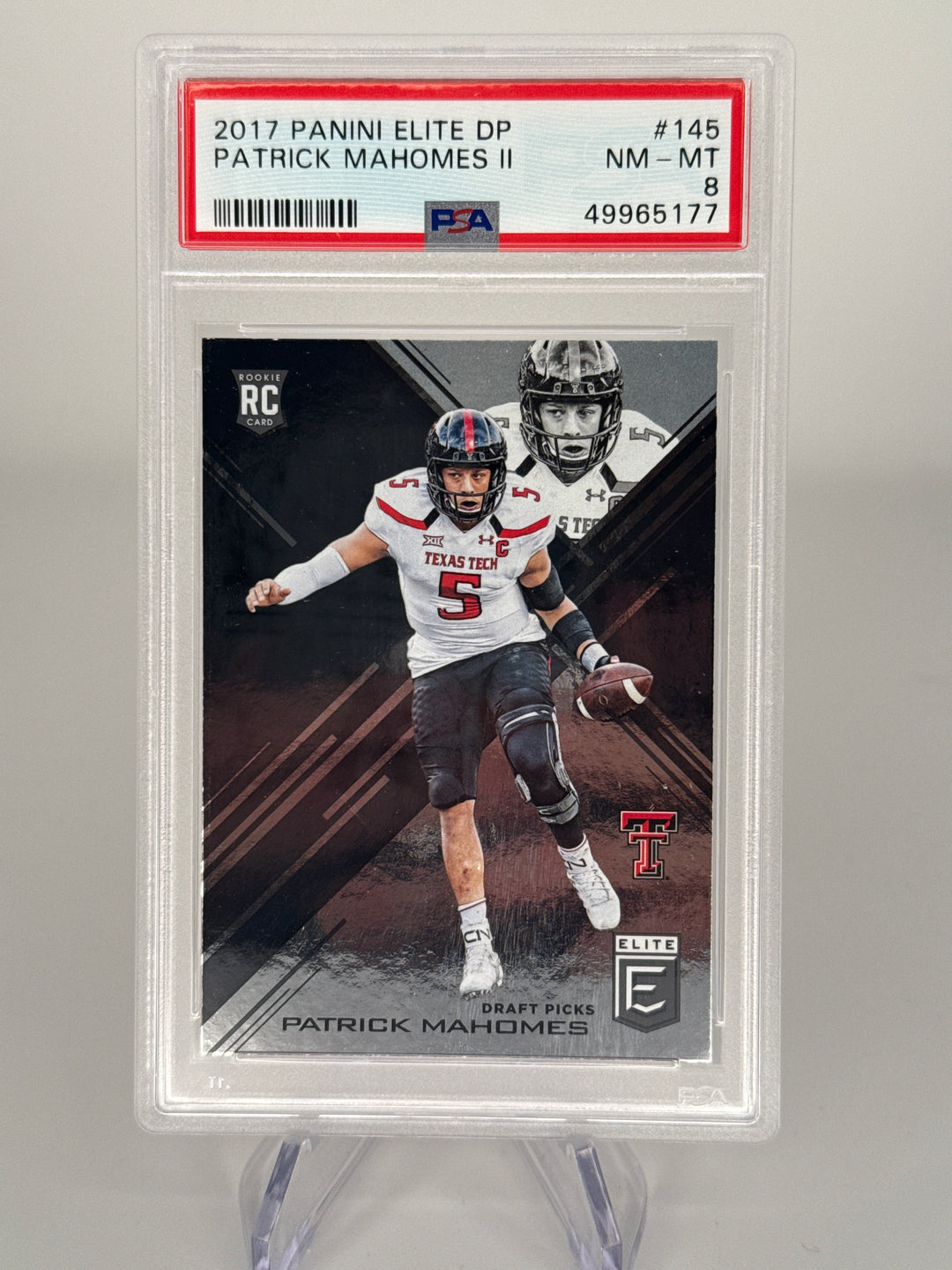 Patrick Mahomes 2017 Panini Elite Draft Picks Rookie, PSA 8