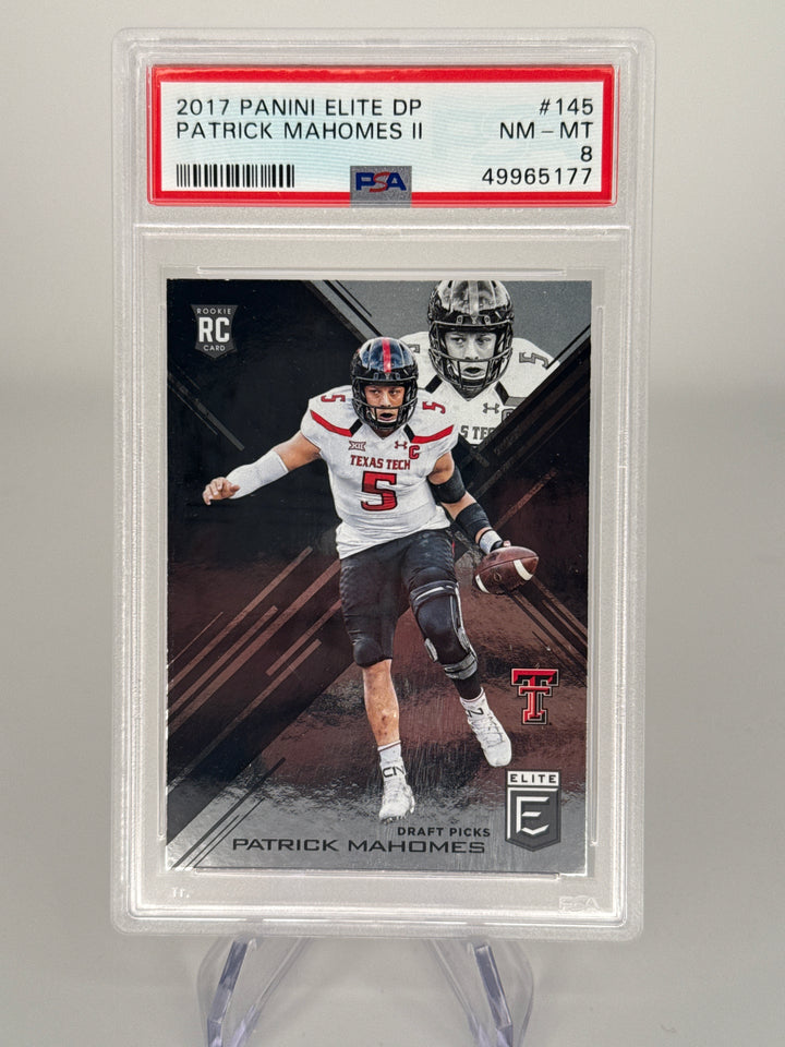 Patrick Mahomes 2017 Panini Elite Draft Picks Rookie, PSA 8