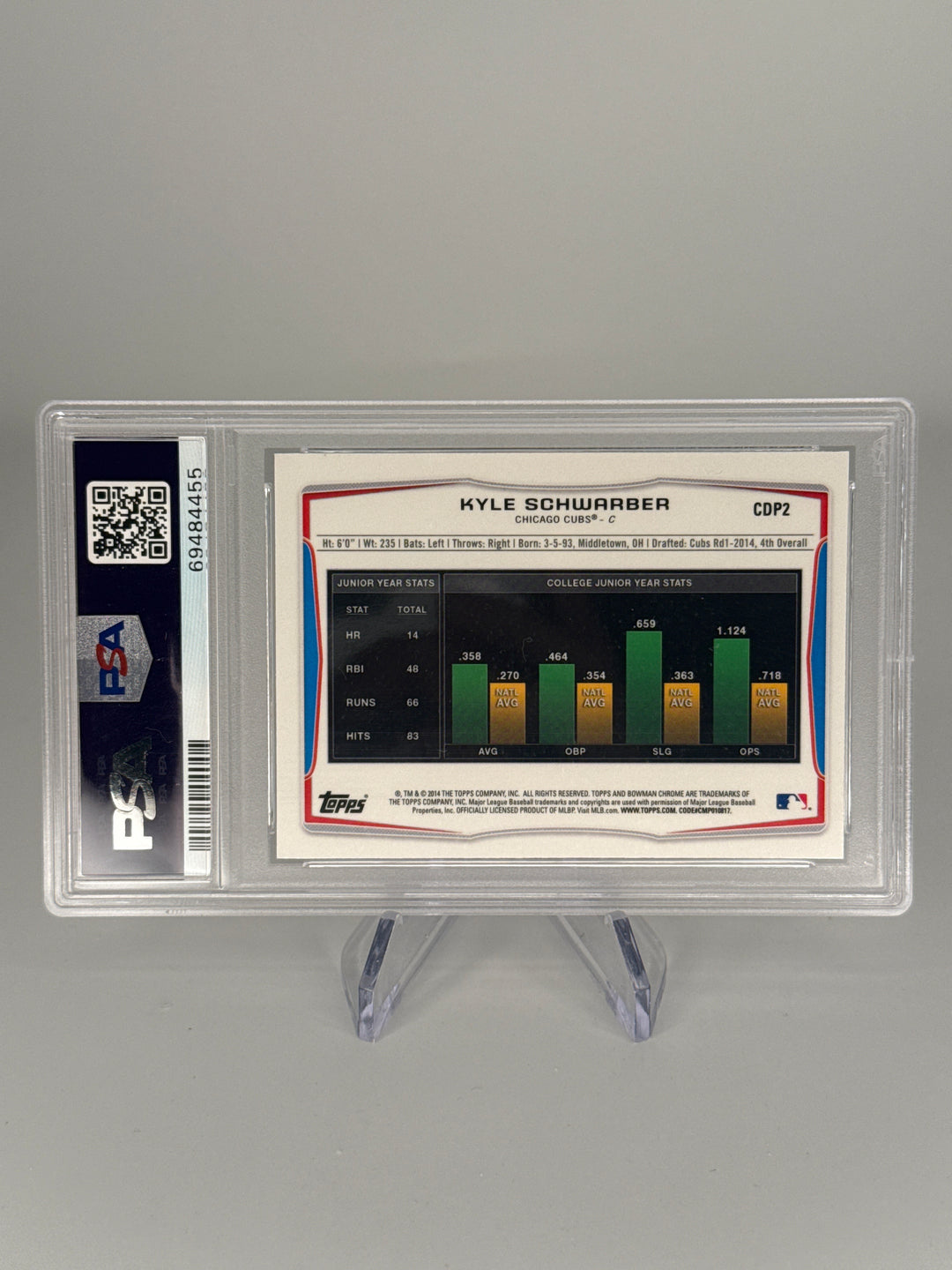 Kyle Schwarber 2014 Bowman Chrome 1st Refractor, PSA 9 Mint
