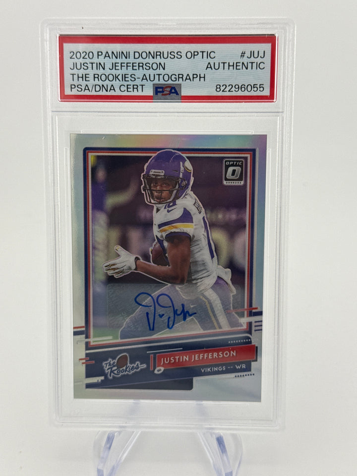 Justin Jefferson 2020 Panini Donruss Optic The Rookies Auto, 24/35, PSA Authentic