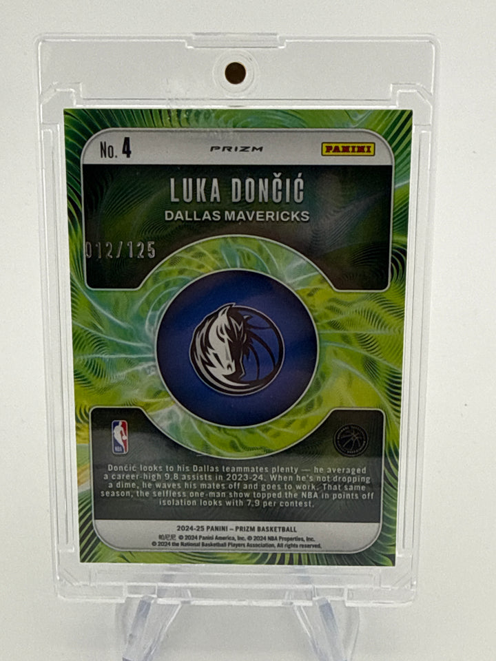 Luka Doncic 2024-2025 Panini Prizm Fractal Yellow Ice, 012/125