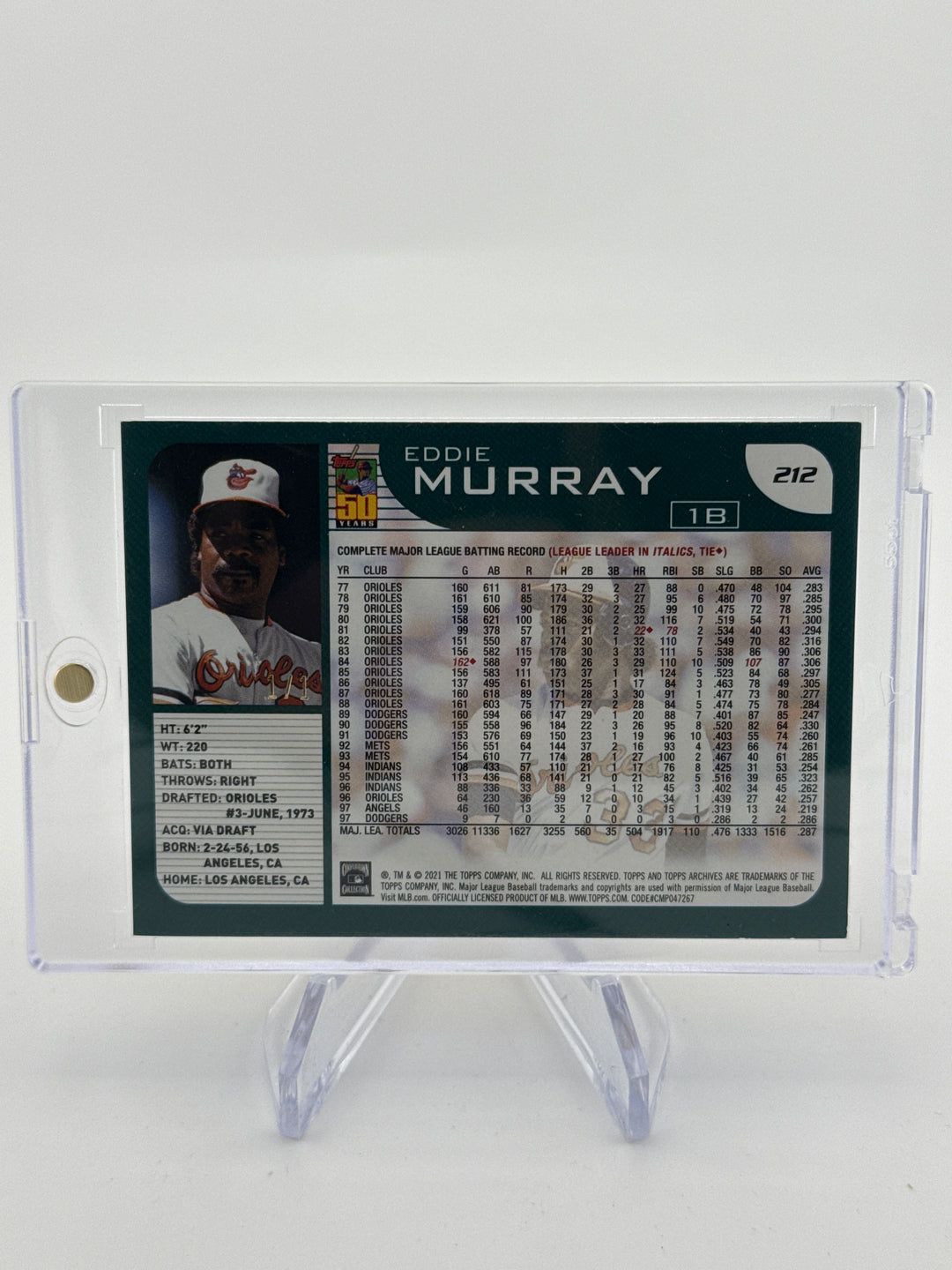 Eddie Murray 2021 Topps Archives Superfractor 1/1