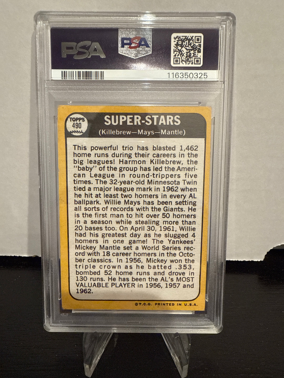 1968 Topps Super Stars Killebrew/Mays/Mantle, PSA 3