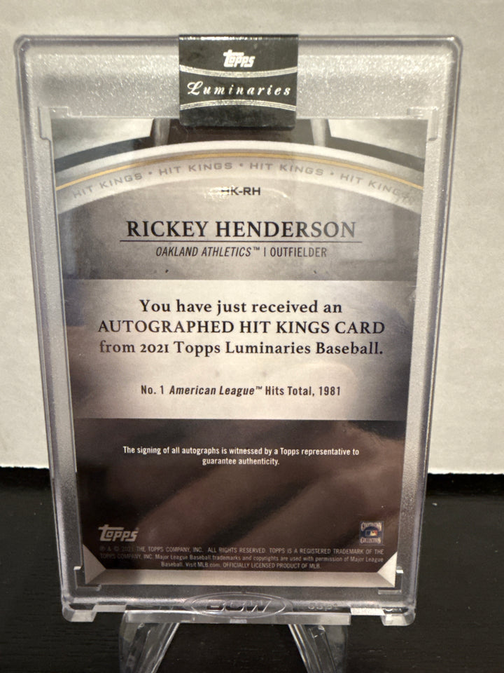 Rickey Henderson 2021 Topps Luminaries Hit Kings Purple Auto, 2/3