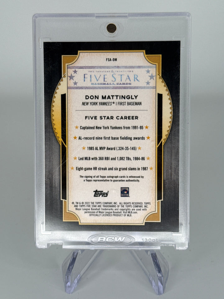 Don Mattingly 2022 Topps Five Star Auto
