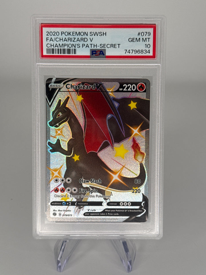 Pokemon TCG 2020 Charizard V Champions Path Secret Rare Full Art, 079/073, PSA 10 Gem Mint