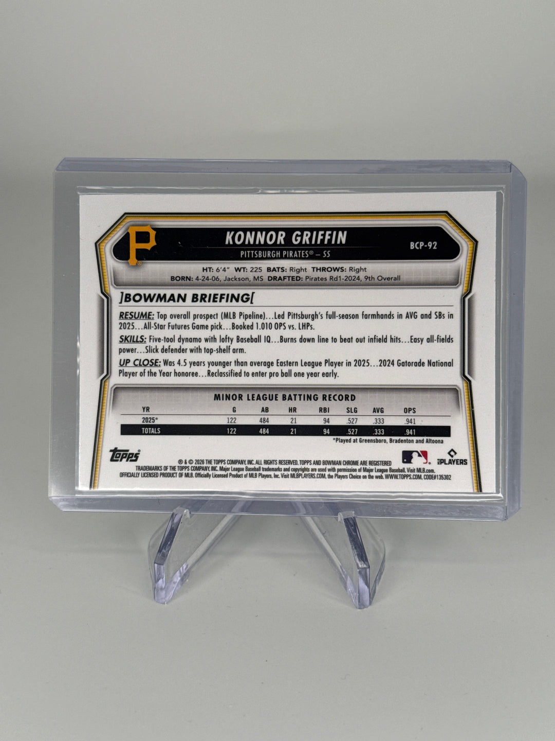 Konnor Griffin 2026 Bowman Chrome Teal Geometric Refractor, 047/125