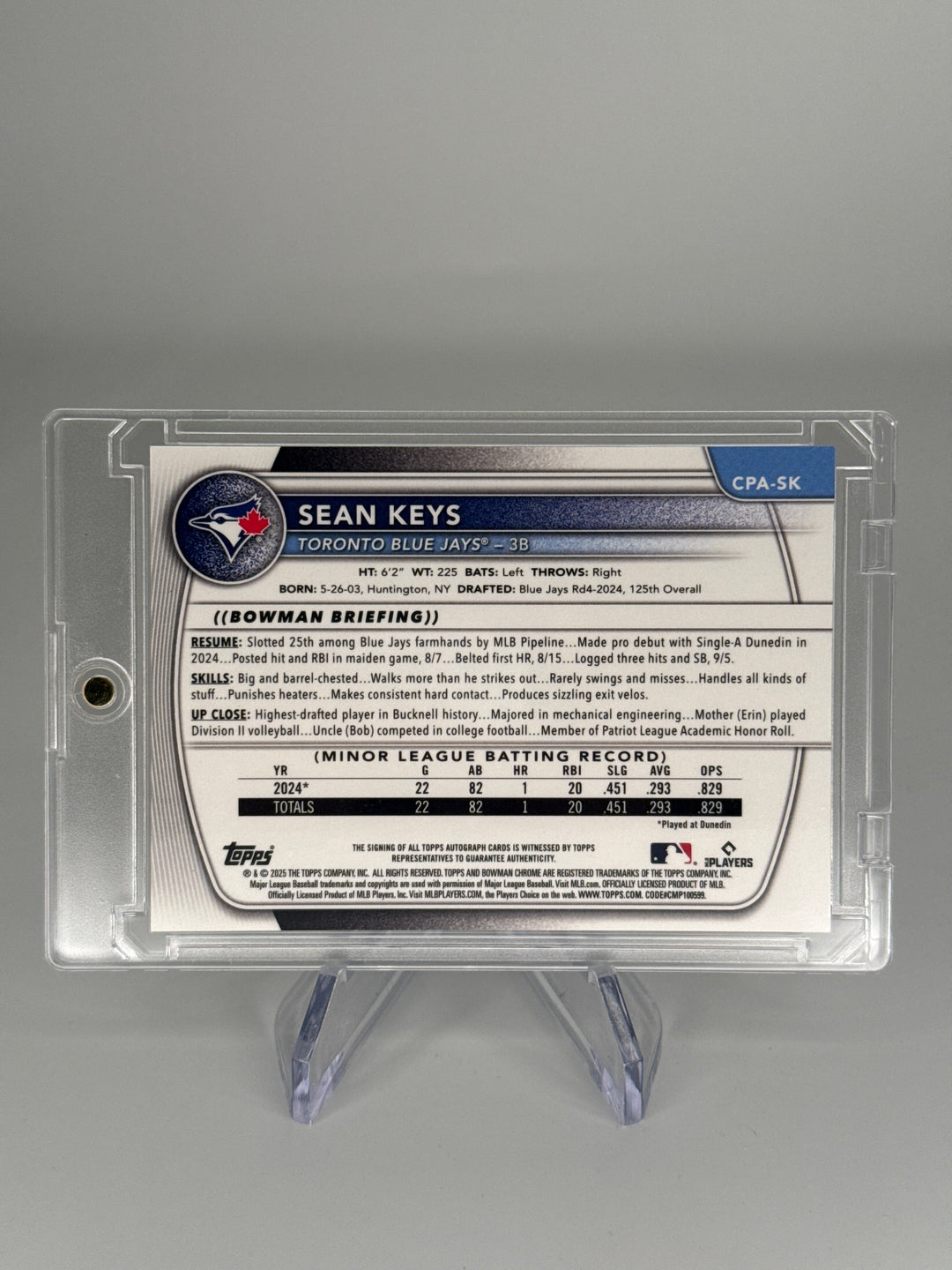 Sean Keys 2025 Bowman Chrome Green Lava Refractor 1st Auto, 05/99
