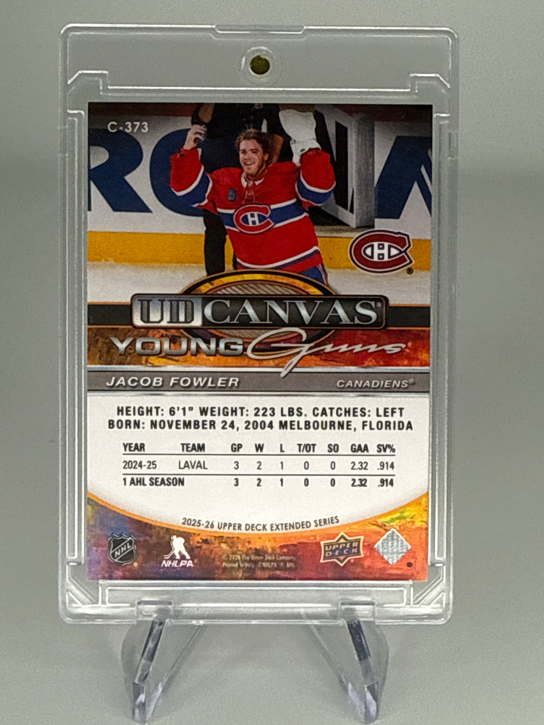 Jacob Fowler 2025-2026 Upper Deck Young Guns Canvas