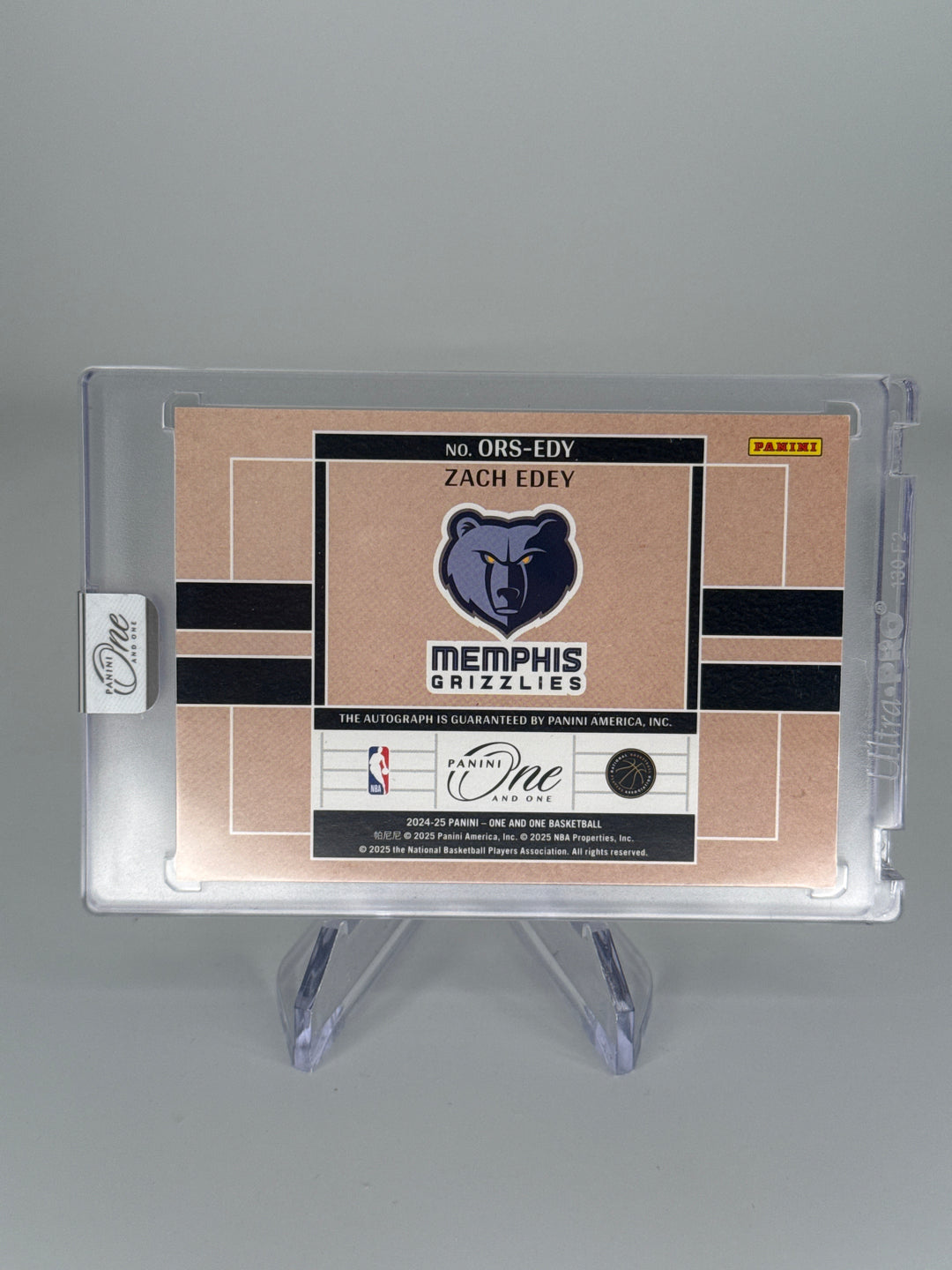 Zach Edey 2024 Panini One & One Rookie Season Signatures Auto, 23/24
