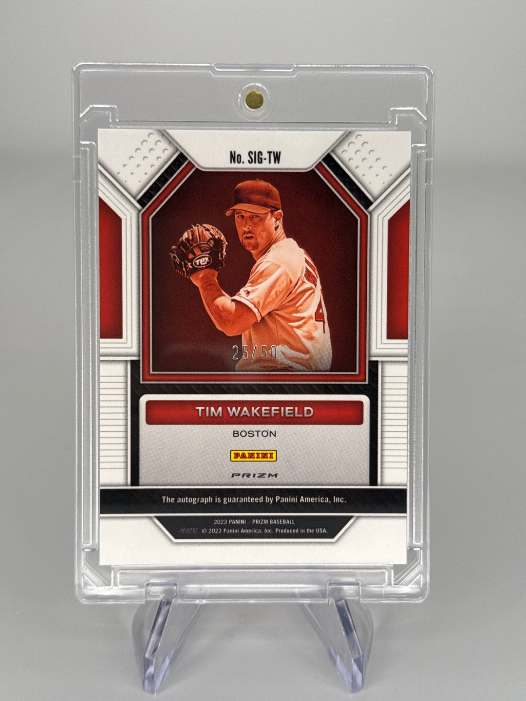 Tim Wakefield 2023 Panini Prizm Orange Wave Auto, 25/50