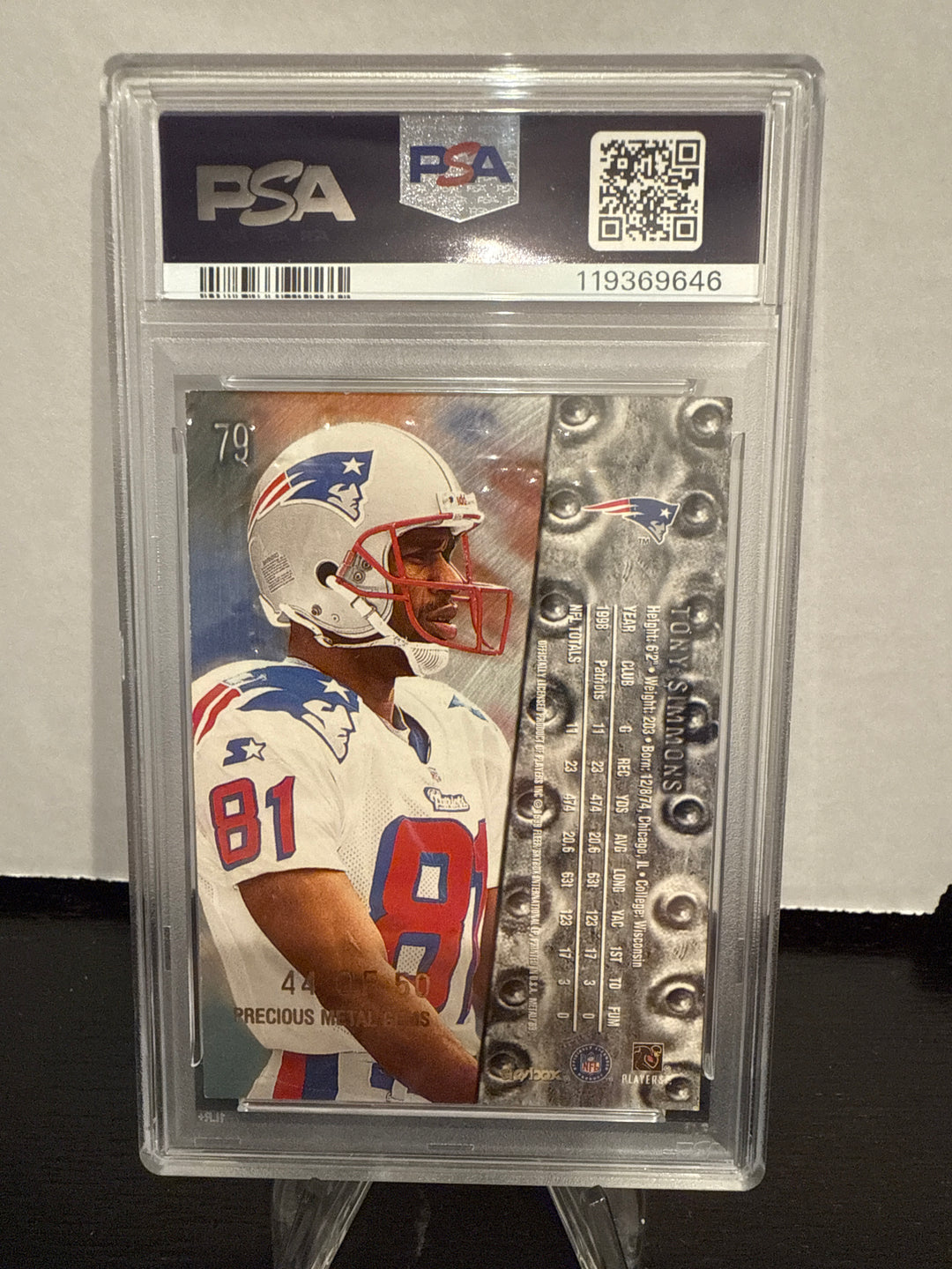 Tony Simmons 1999 Metal Universe Precious Metal Gems, 44/50, PSA 2