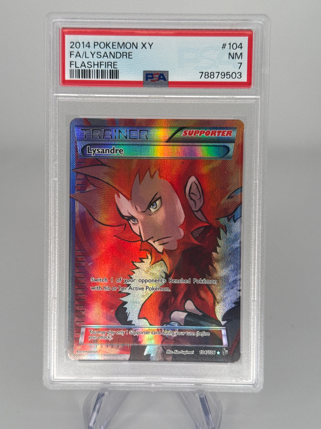 Pokemon TCG 2014 Lysandre Flashfire XY Full Art, 104/106, PSA 7