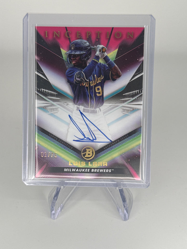 Luis Lara 2023 Topps Inception Prospect Fuchsia Auto, 01/75