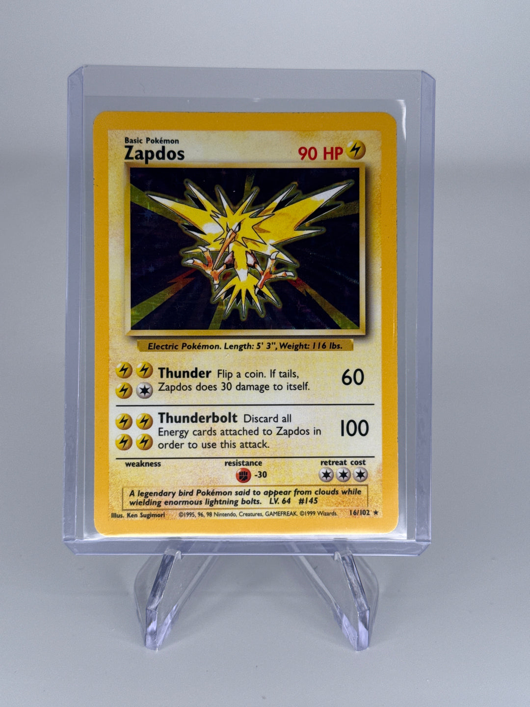 Pokemon TCG 1999 Zapdos Base Set Holo, 16/102