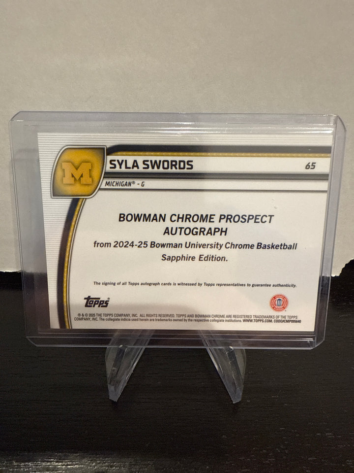 Syla Swords 2025 Bowman Chrome University Sapphire 1st Bowman Auto