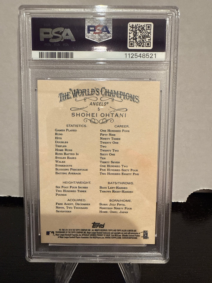 Shohei Ohtani 2019 Topps Allen & Ginter, PSA 10 Gem Mint