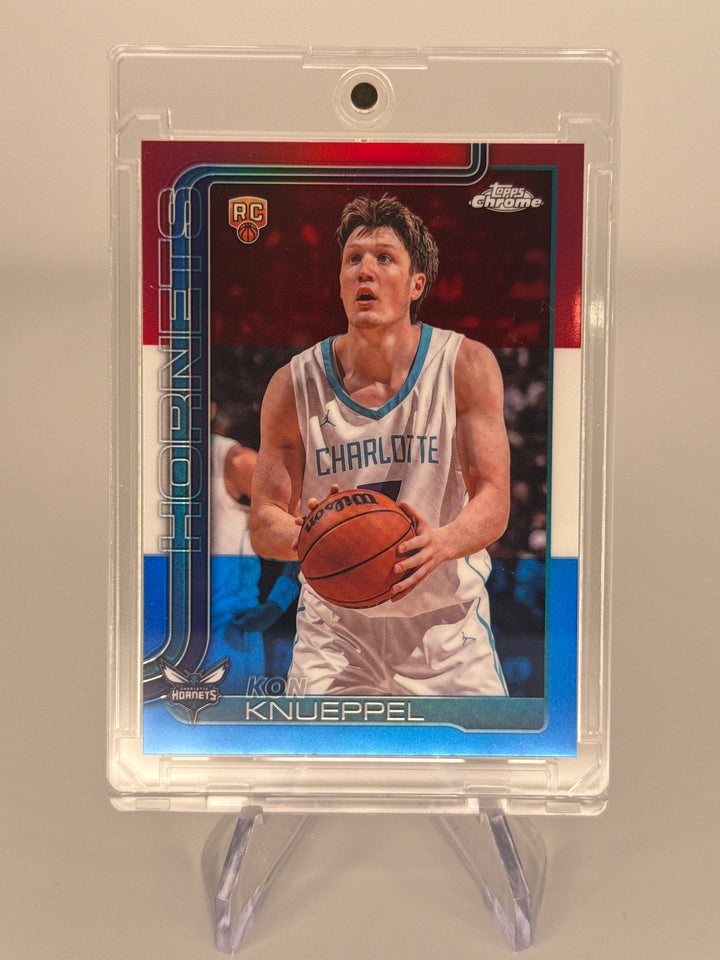 Kon Knueppel 2025 Topps Chrome Basketball Red/White/Blue Refractor Rookie