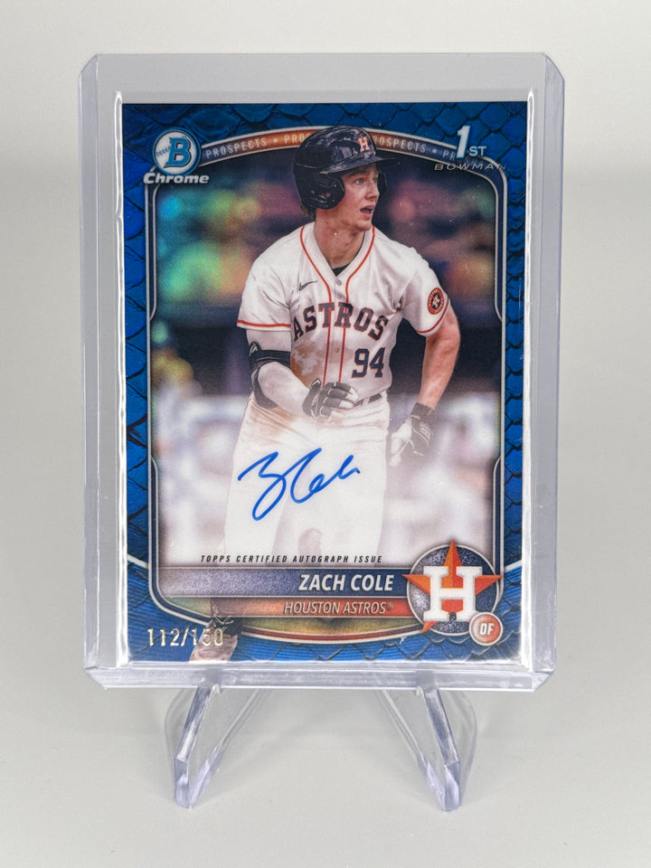 Zach Cole 2025 Bowman Chrome Blue Reptilian 1st Auto, 112/150