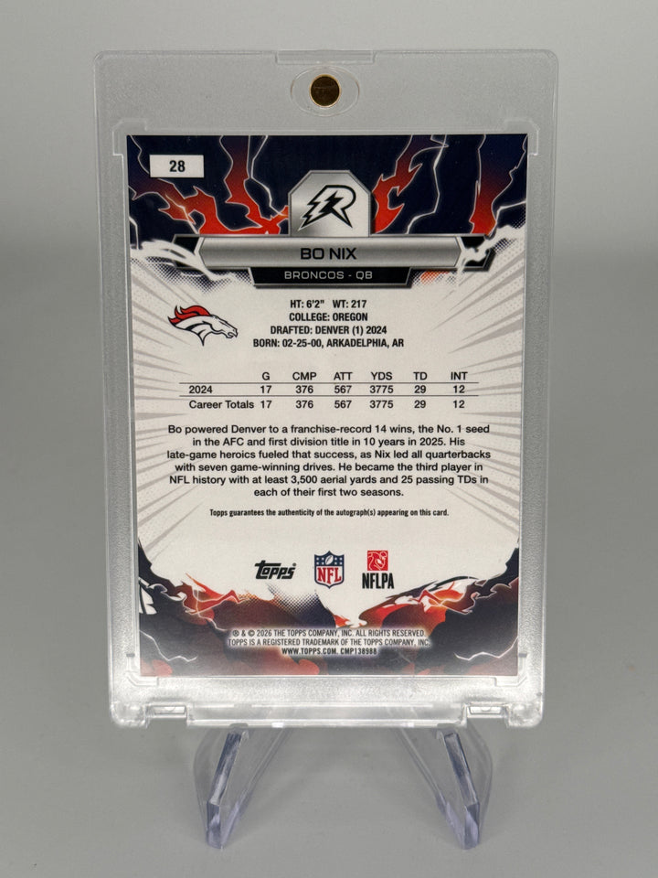Bo Nix 2025 Topps Resurgence Silver Auto