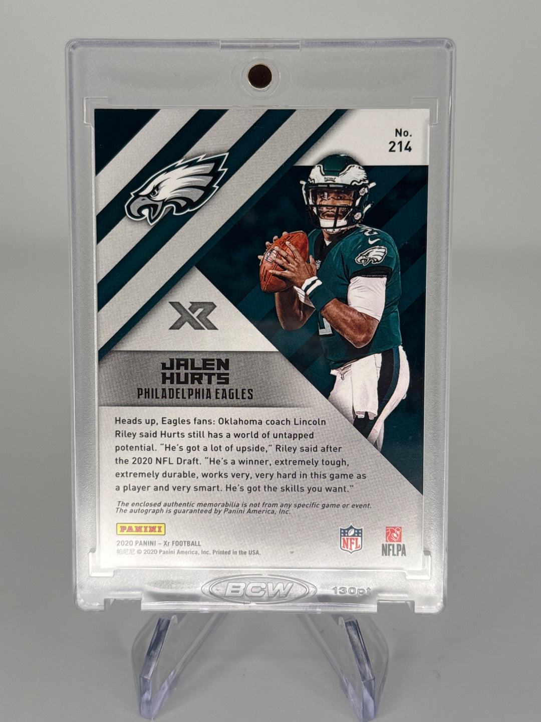 Jalen Hurts 2020 Panini XR Rookie Triple Patch Auto, 12/25