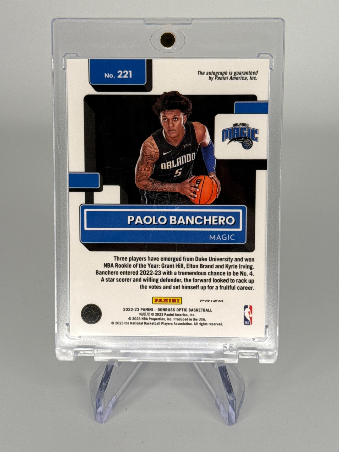Paolo Banchero 2022 Panini Donruss Optic Holo Rookie Auto