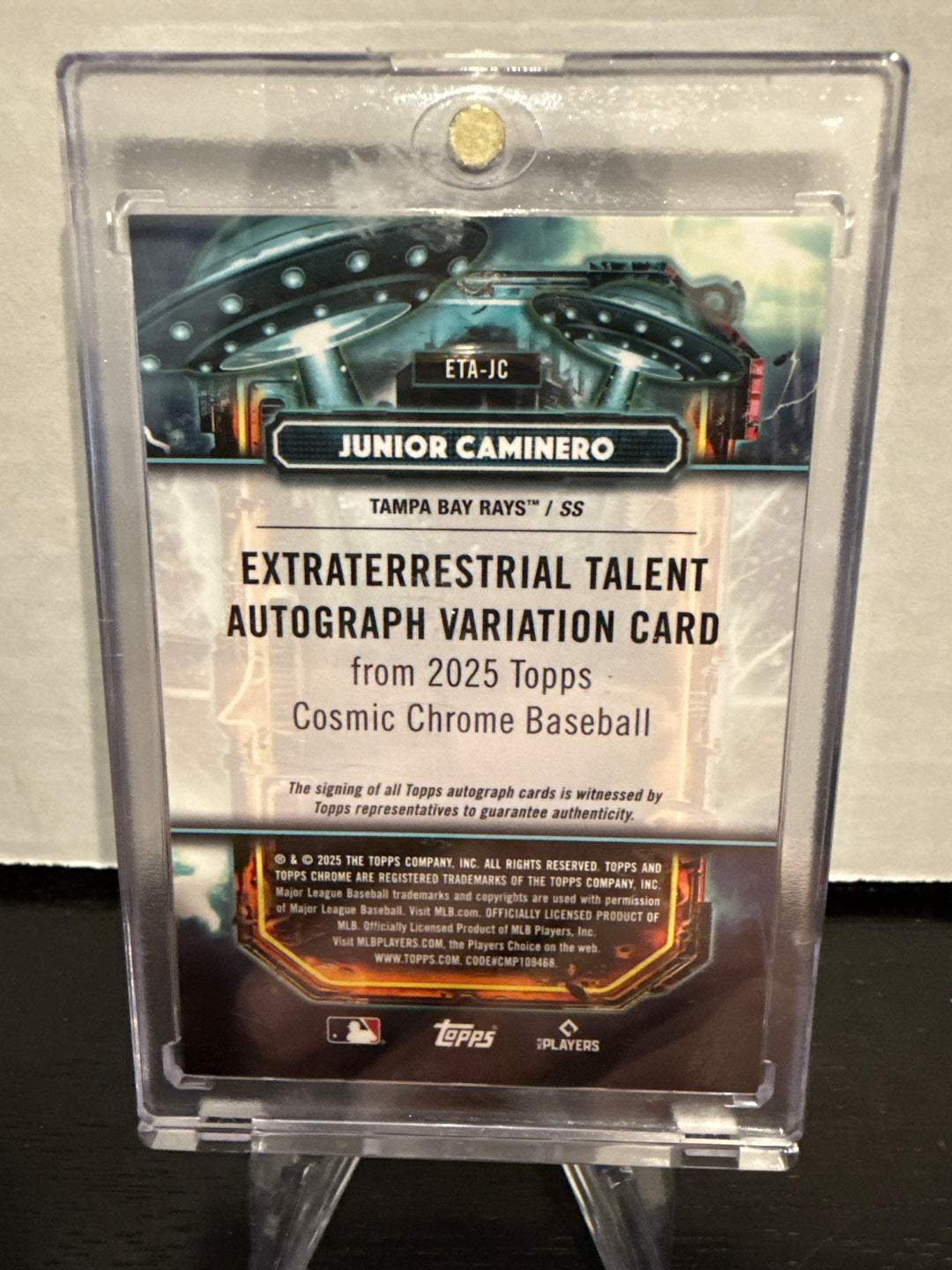 Junior Caminero 2025 Topps Chrome Cosmic Extraterrestrial Variation Auto Gold, 12/50