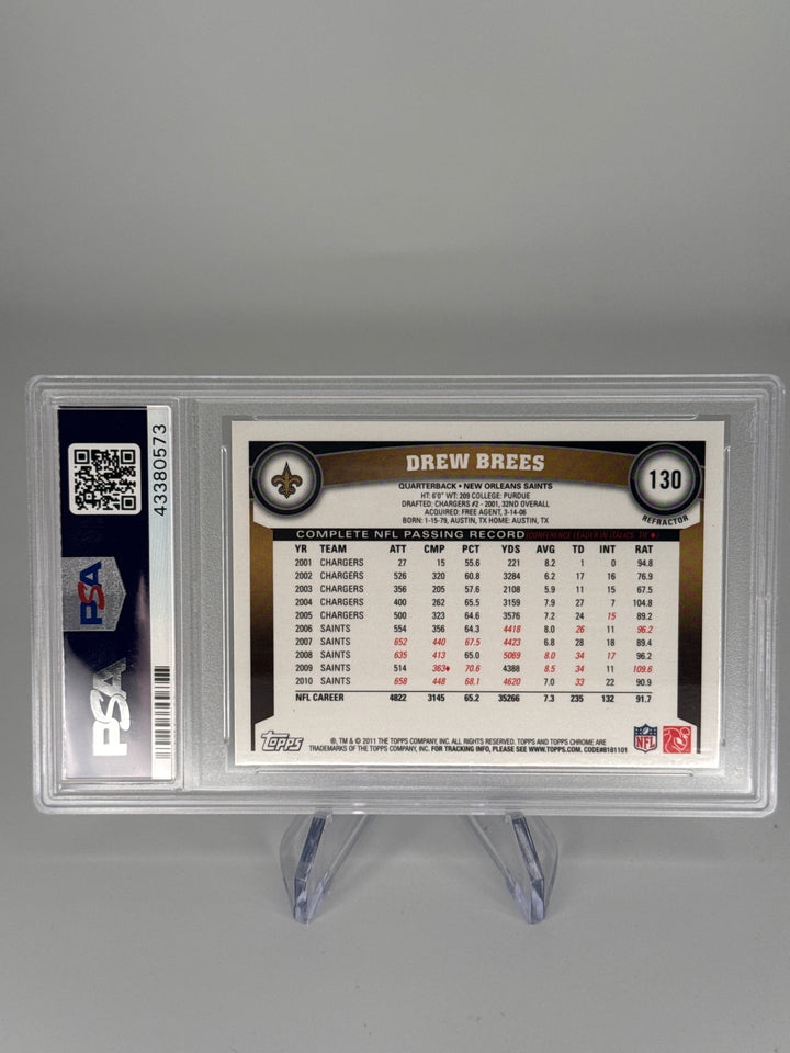 Drew Brees 2011 Topps Chrome Xfractor, PSA 10 Gem Mint