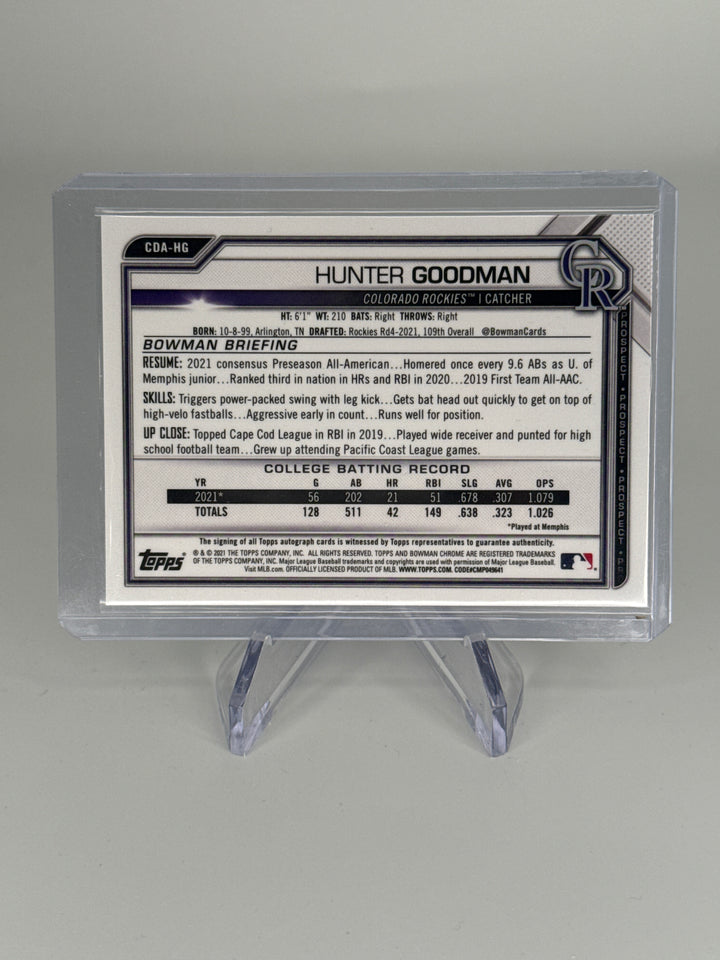 Hunter Goodman 2021 Bowman Chrome 1st Auto