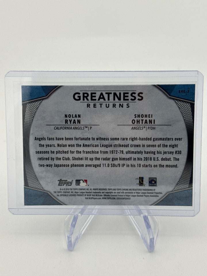 Nolan Ryan/Shohei Ohtani 2019 Topps Chrome Greatness Returns