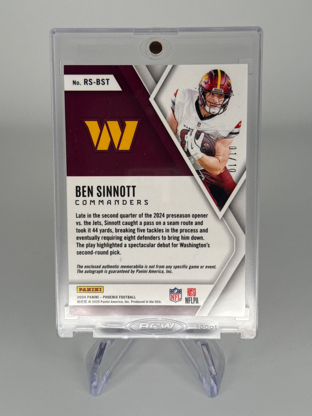 Ben Sinnott 2024 Panini Phoenix Rookie Silhouettes Patch Auto Gold, 01/10
