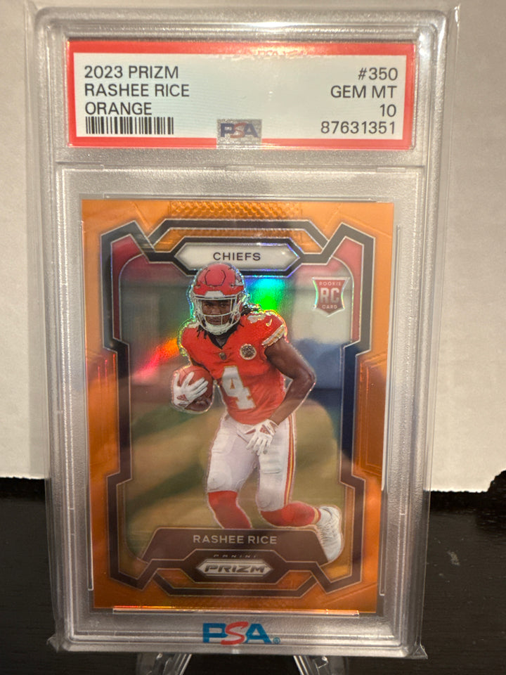 Rashee Rice 2023 Panini Prizm Orange Rookie, 057/249, PSA 10 Gem Mint
