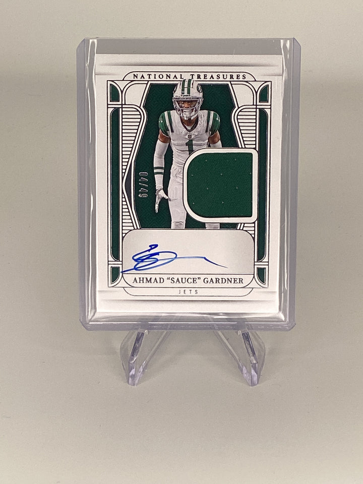 Ahmad "Sauce" Gardner 2024 Panini National Treasures Material Treasures Signatures, 04/49