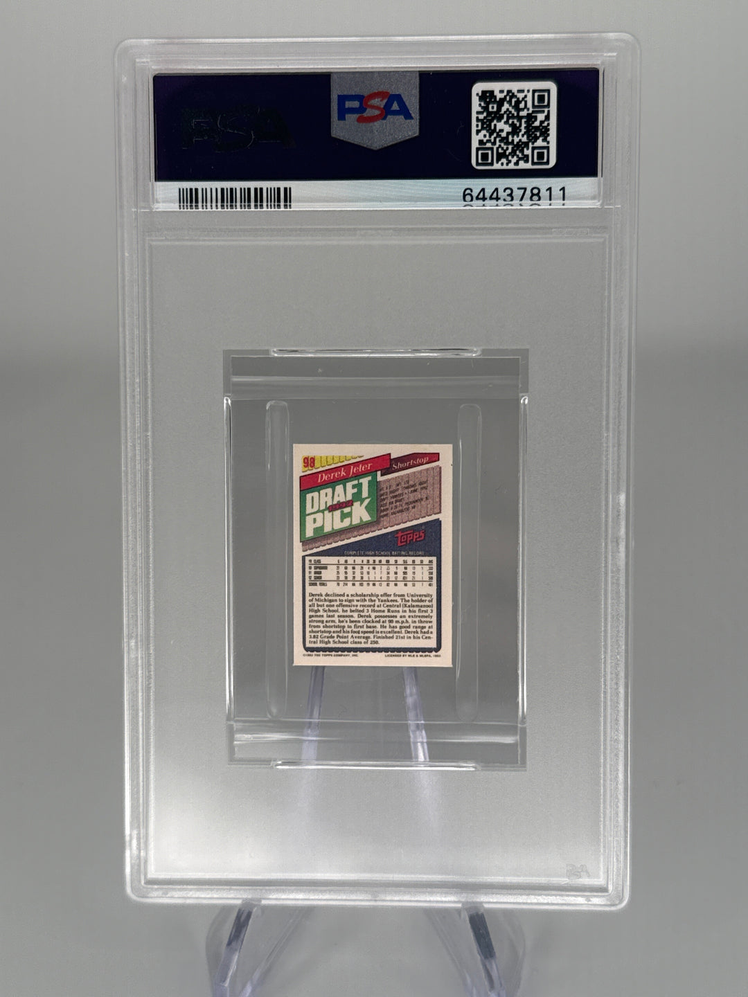 Derek Jeter 1993 Topps Micro Rookie, PSA 8