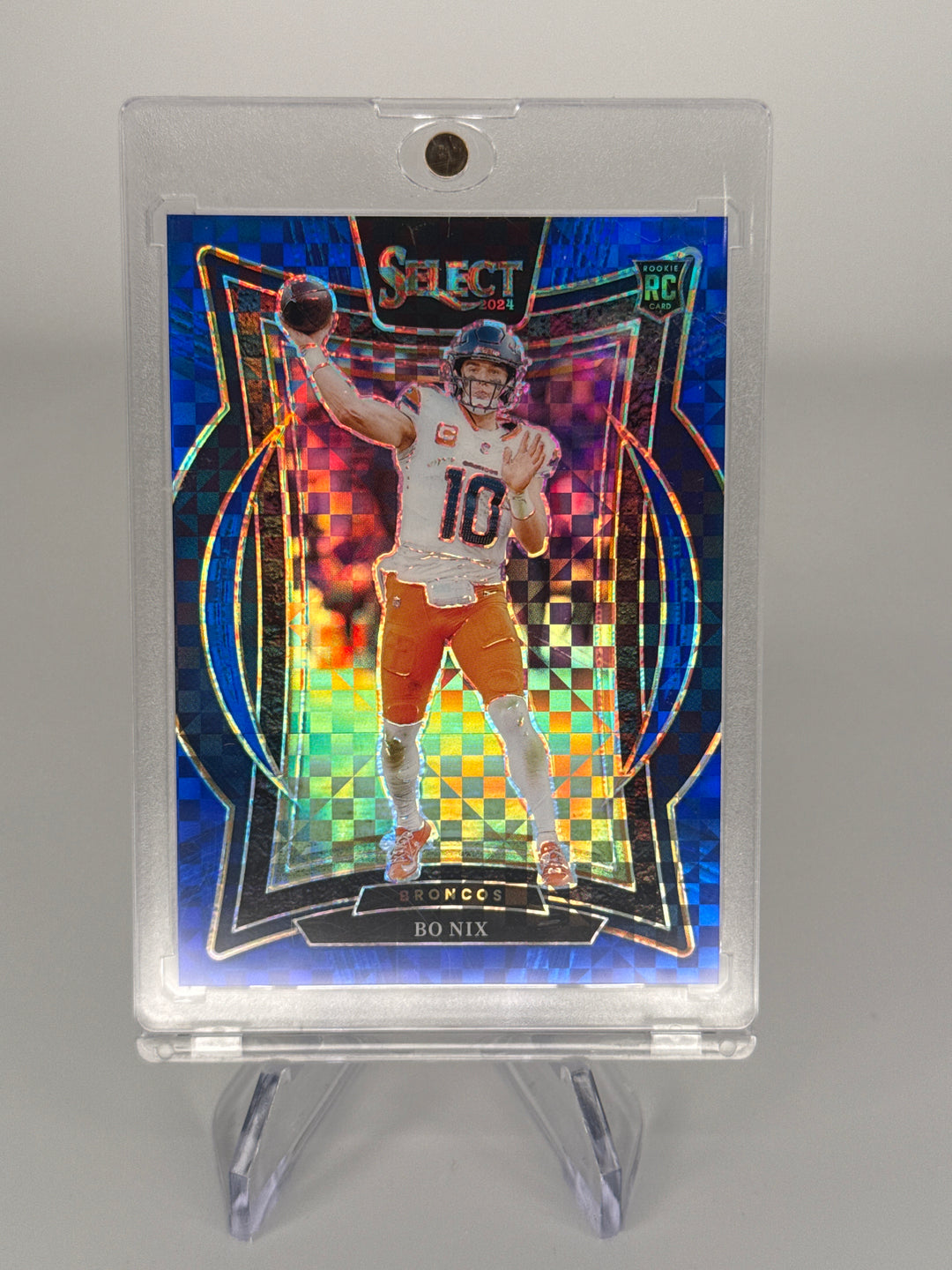 Bo Nix 2024 Panini Select Blue Prizm Rookie, 176/249