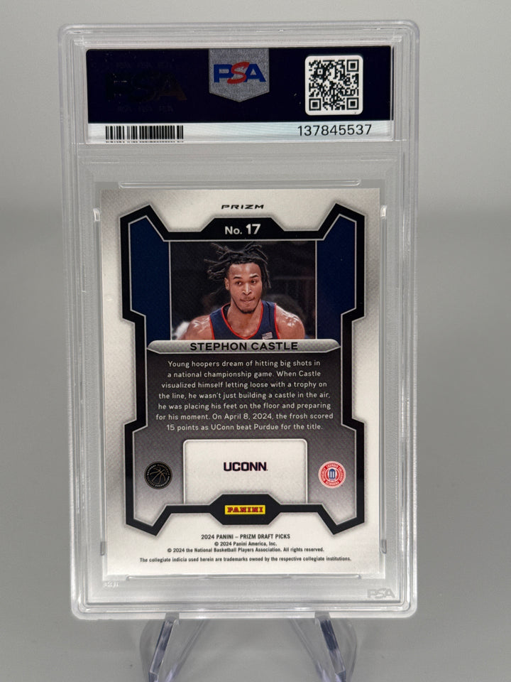 Stephon Castle 2024 Panini Prizm Draft Picks Orange Ice Rookie, PSA 10 Gem Mint