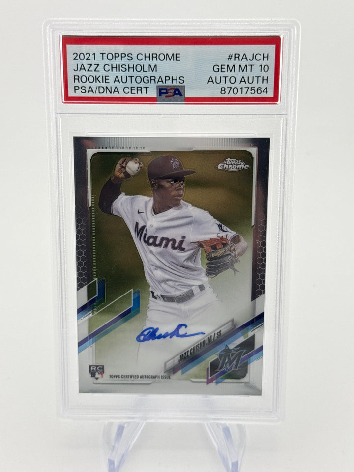 Jazz Chisholm 2021 Topps Chrome Rookie Auto, PSA 10 Gem Mint