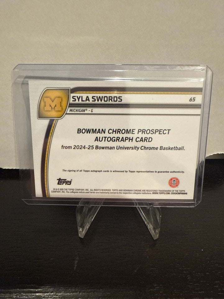 Syla Swords 2025 Bowman Chrome University 1st Bowman Blue Reptilian Auto, 038/150