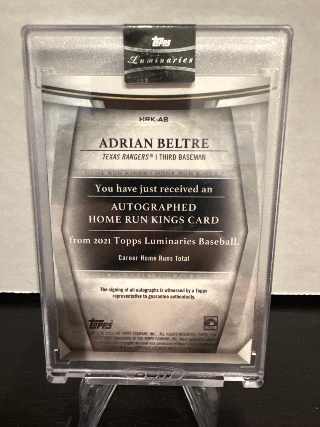 Adrian Beltre 2021 Topps Luminaries Home Run Kings Auto, 08/15