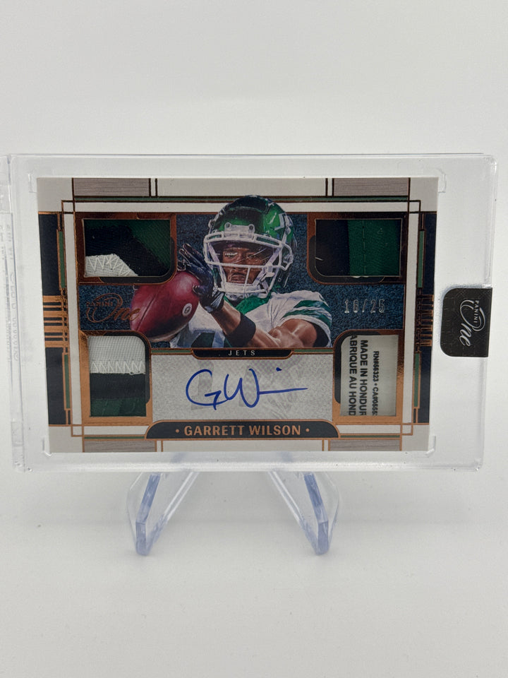 Garrett Wilson 2022 Panini One Rookie Quad Patch Auto, 16/25